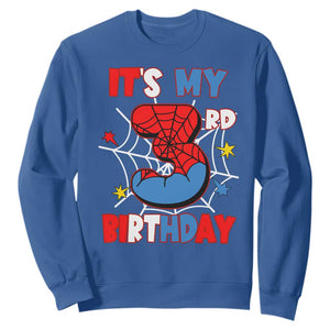 Spider Birthday Sweatshirt It's My 3rd Bday Party 3 Years Old Boy TS02 Royal Blue Print Your Wear