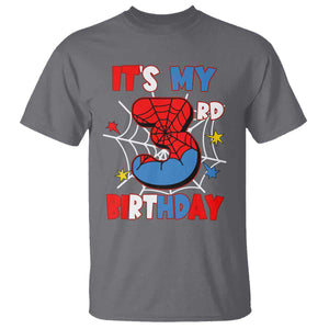 Spider Birthday T Shirt It's My 3rd Bday Party 3 Years Old Boy TS02 Charcoal Print Your Wear