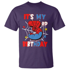 Spider Birthday T Shirt It's My 3rd Bday Party 3 Years Old Boy TS02 Purple Print Your Wear