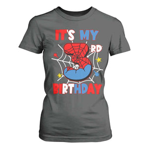 Spider Birthday T Shirt For Women It's My 3rd Bday Party 3 Years Old Boy TS02 Dark Heather Print Your Wear