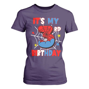 Spider Birthday T Shirt For Women It's My 3rd Bday Party 3 Years Old Boy TS02 Purple Print Your Wear