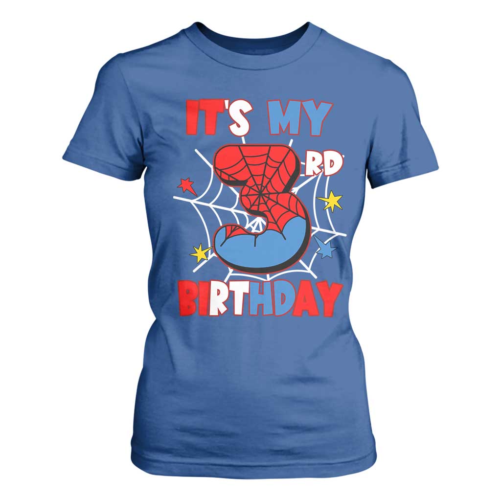 Spider Birthday T Shirt For Women It's My 3rd Bday Party 3 Years Old Boy TS02 Royal Blue Print Your Wear