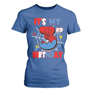 Spider Birthday T Shirt For Women It's My 3rd Bday Party 3 Years Old Boy TS02 Royal Blue Print Your Wear