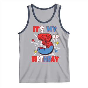 Spider Birthday Tank Top It's My 3rd Bday Party 3 Years Old Boy TS02 Athletic Heather Navy Print Your Wear