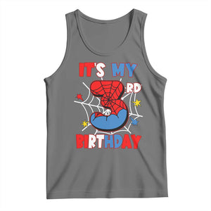 Spider Birthday Tank Top It's My 3rd Bday Party 3 Years Old Boy TS02 Black Heather Print Your Wear