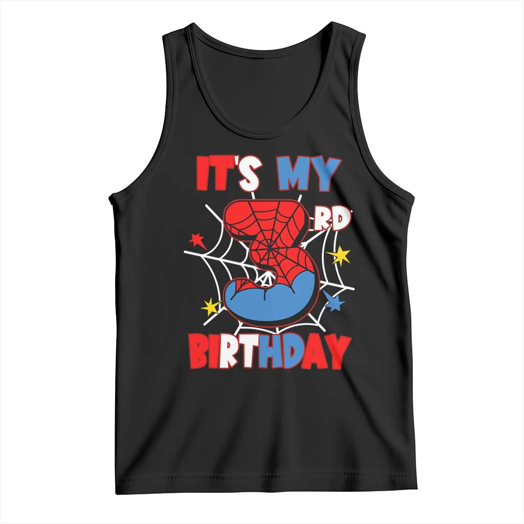 Spider Birthday Tank Top It's My 3rd Bday Party 3 Years Old Boy TS02 Black Print Your Wear
