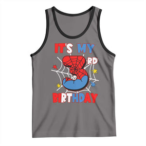 Spider Birthday Tank Top It's My 3rd Bday Party 3 Years Old Boy TS02 Deep Heather Black Print Your Wear