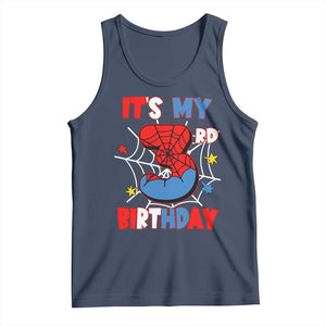 Spider Birthday Tank Top It's My 3rd Bday Party 3 Years Old Boy TS02 Navy Print Your Wear