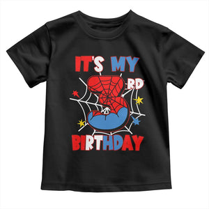 Spider Birthday Toddler T Shirt It's My 3rd Bday Party 3 Years Old Boy TS02 Black Print Your Wear