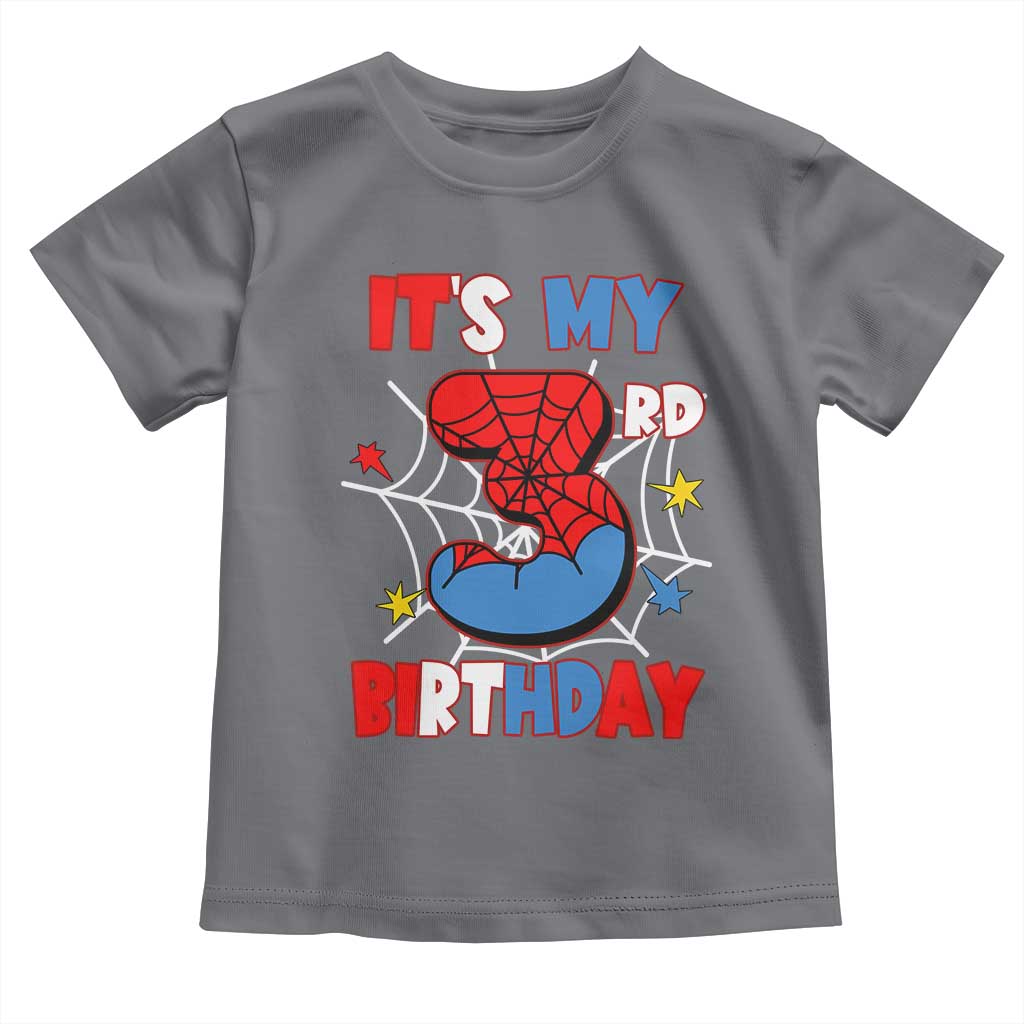 Spider Birthday Toddler T Shirt It's My 3rd Bday Party 3 Years Old Boy TS02 Charcoal Print Your Wear