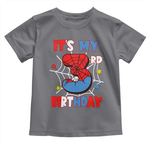 Spider Birthday Toddler T Shirt It's My 3rd Bday Party 3 Years Old Boy TS02 Charcoal Print Your Wear