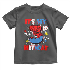 Spider Birthday Toddler T Shirt It's My 3rd Bday Party 3 Years Old Boy TS02 Dark Heather Print Your Wear