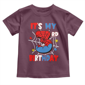 Spider Birthday Toddler T Shirt It's My 3rd Bday Party 3 Years Old Boy TS02 Maroon Print Your Wear