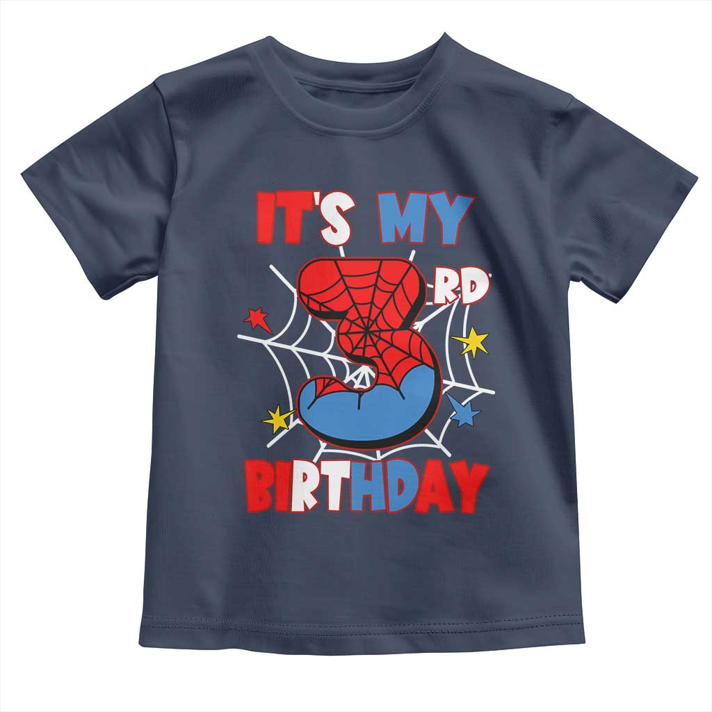 Spider Birthday Toddler T Shirt It's My 3rd Bday Party 3 Years Old Boy TS02 Navy Print Your Wear