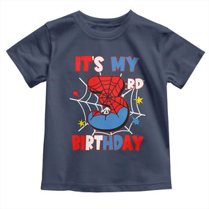 Spider Birthday Toddler T Shirt It's My 3rd Bday Party 3 Years Old Boy TS02 Navy Print Your Wear