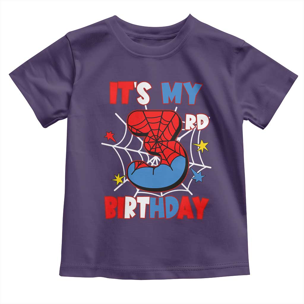 Spider Birthday Toddler T Shirt It's My 3rd Bday Party 3 Years Old Boy TS02 Purple Print Your Wear