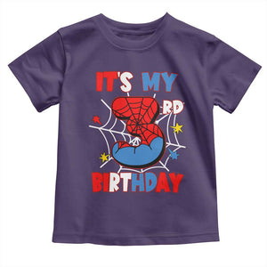 Spider Birthday Toddler T Shirt It's My 3rd Bday Party 3 Years Old Boy TS02 Purple Print Your Wear