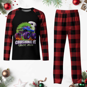 Monster Truck Birthday Plaid Pajama Set 3 Years Old Boys Happy 3rd Bday Party TS02 Buffalo Plaid Print Your Wear