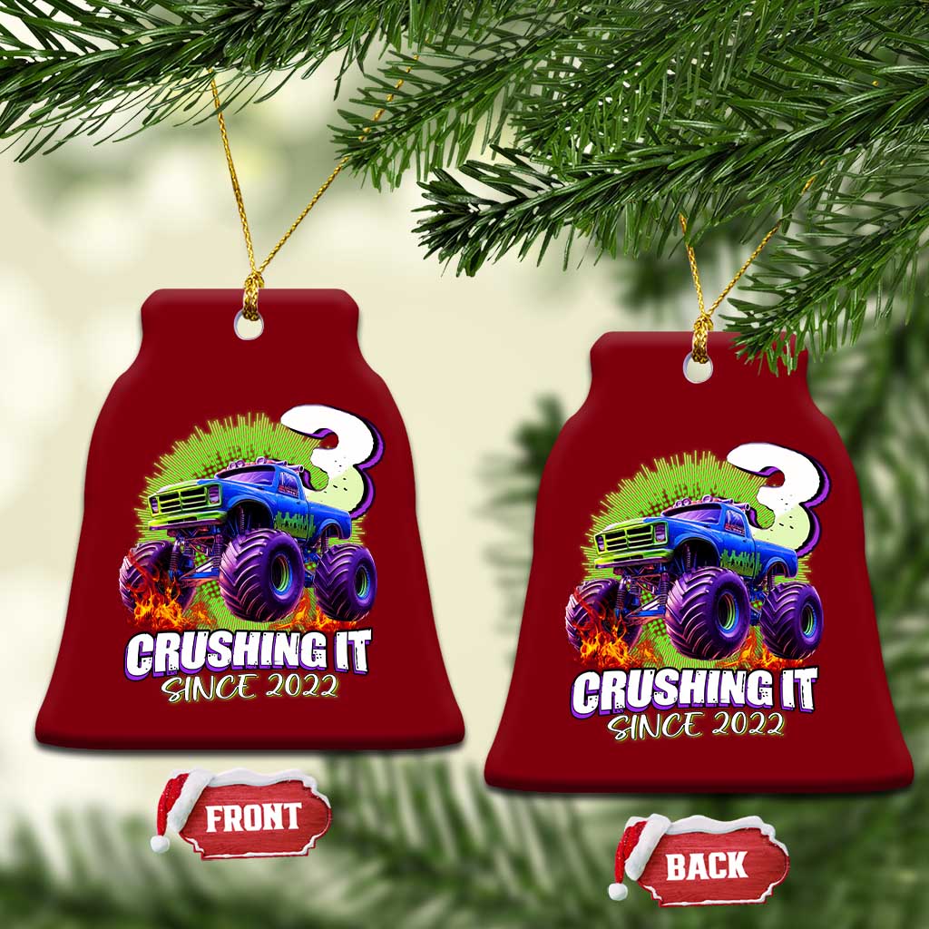 Monster Truck Birthday Ceramic Ornament 3 Years Old Boys Happy 3rd Bday Party TS02 Print Your Wear
