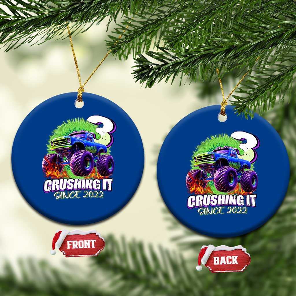 Monster Truck Birthday Ceramic Ornament 3 Years Old Boys Happy 3rd Bday Party TS02 1pc Blue Print Your Wear