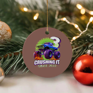 Monster Truck Birthday Ceramic Ornament 3 Years Old Boys Happy 3rd Bday Party TS02 1pc Mocha Print Your Wear