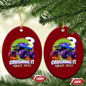 Monster Truck Birthday Ceramic Ornament 3 Years Old Boys Happy 3rd Bday Party TS02 Print Your Wear