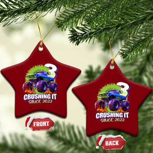 Monster Truck Birthday Ceramic Ornament 3 Years Old Boys Happy 3rd Bday Party TS02 Print Your Wear