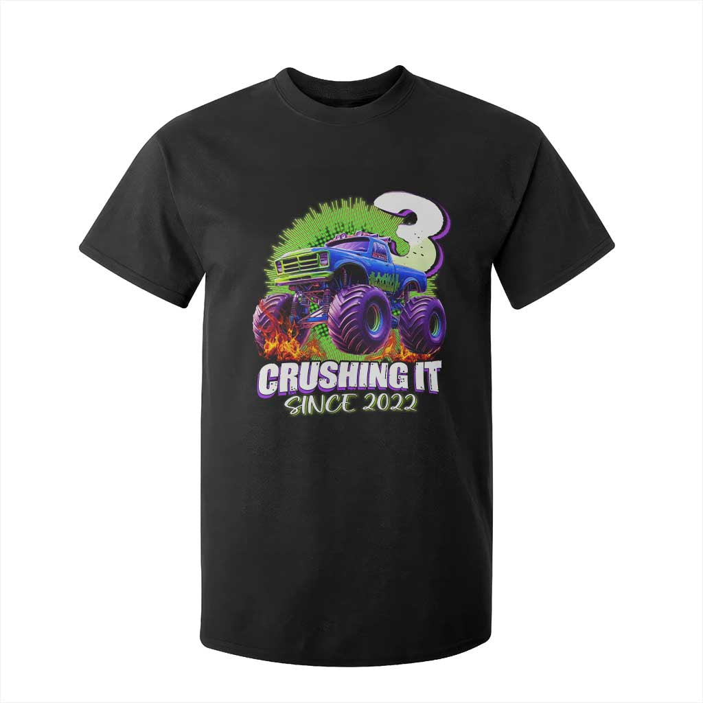 Monster Truck Birthday T Shirt For Kid 3 Years Old Boys Happy 3rd Bday Party TS02 Black Print Your Wear