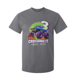 Monster Truck Birthday T Shirt For Kid 3 Years Old Boys Happy 3rd Bday Party TS02 Charcoal Print Your Wear