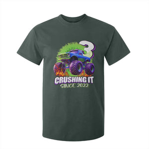 Monster Truck Birthday T Shirt For Kid 3 Years Old Boys Happy 3rd Bday Party TS02 Dark Forest Green Print Your Wear