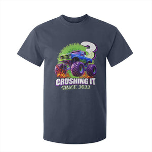 Monster Truck Birthday T Shirt For Kid 3 Years Old Boys Happy 3rd Bday Party TS02 Navy Print Your Wear