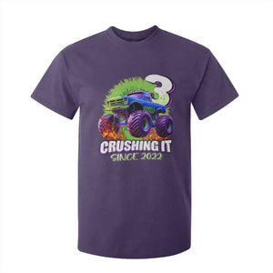Monster Truck Birthday T Shirt For Kid 3 Years Old Boys Happy 3rd Bday Party TS02 Purple Print Your Wear