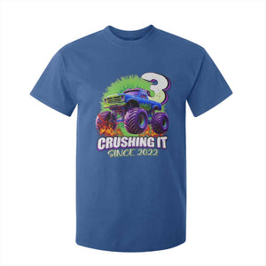 Monster Truck Birthday T Shirt For Kid 3 Years Old Boys Happy 3rd Bday Party TS02 Royal Blue Print Your Wear