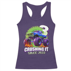 Monster Truck Birthday Racerback Tank Top 3 Years Old Boys Happy 3rd Bday Party TS02 Purple Print Your Wear