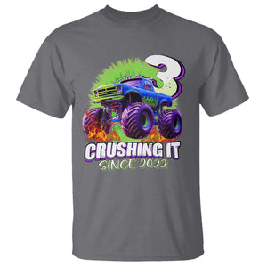 Monster Truck Birthday T Shirt 3 Years Old Boys Happy 3rd Bday Party TS02 Charcoal Print Your Wear