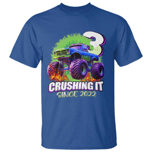 Monster Truck Birthday T Shirt 3 Years Old Boys Happy 3rd Bday Party TS02 Royal Blue Print Your Wear