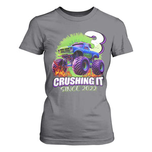Monster Truck Birthday T Shirt For Women 3 Years Old Boys Happy 3rd Bday Party TS02 Charcoal Print Your Wear