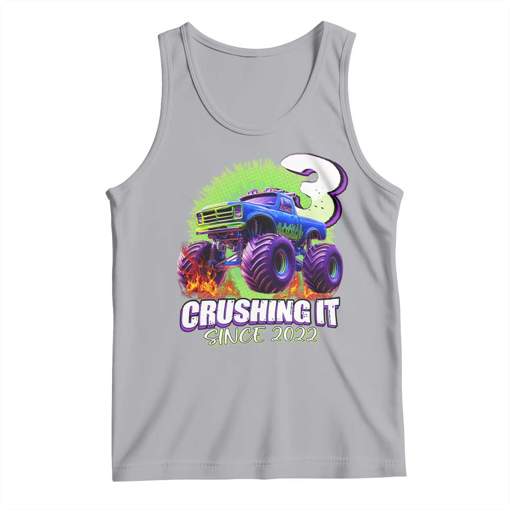 Monster Truck Birthday Tank Top 3 Years Old Boys Happy 3rd Bday Party TS02 Athletic Heather Print Your Wear