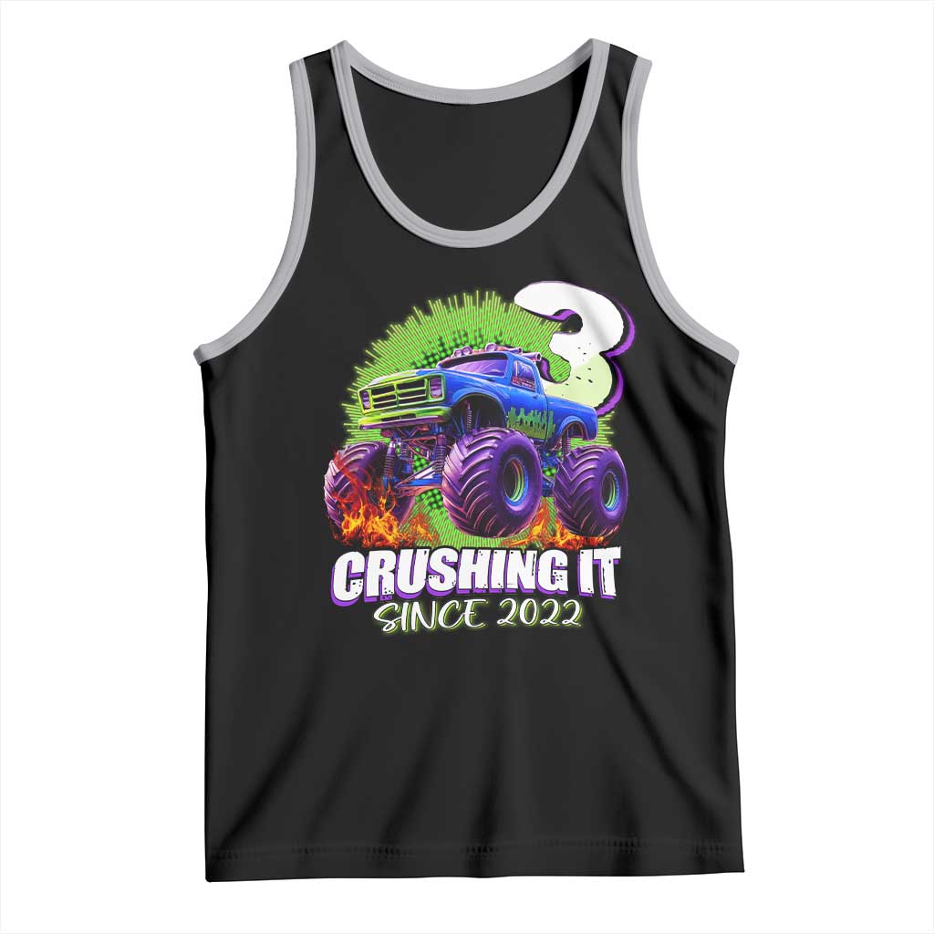 Monster Truck Birthday Tank Top 3 Years Old Boys Happy 3rd Bday Party TS02 Black Athletic Heather Print Your Wear