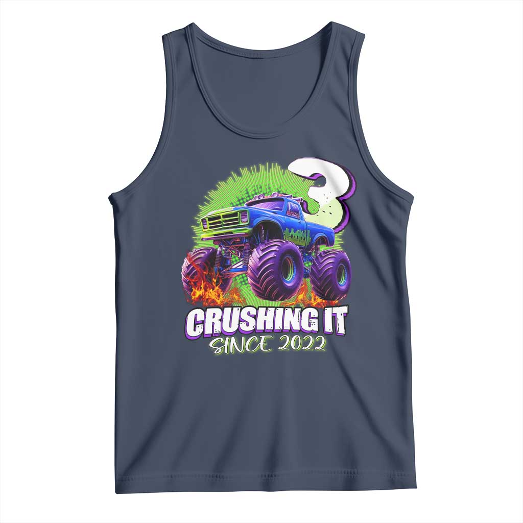 Monster Truck Birthday Tank Top 3 Years Old Boys Happy 3rd Bday Party TS02 Navy Print Your Wear