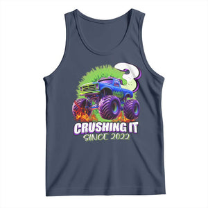 Monster Truck Birthday Tank Top 3 Years Old Boys Happy 3rd Bday Party TS02 Navy Print Your Wear
