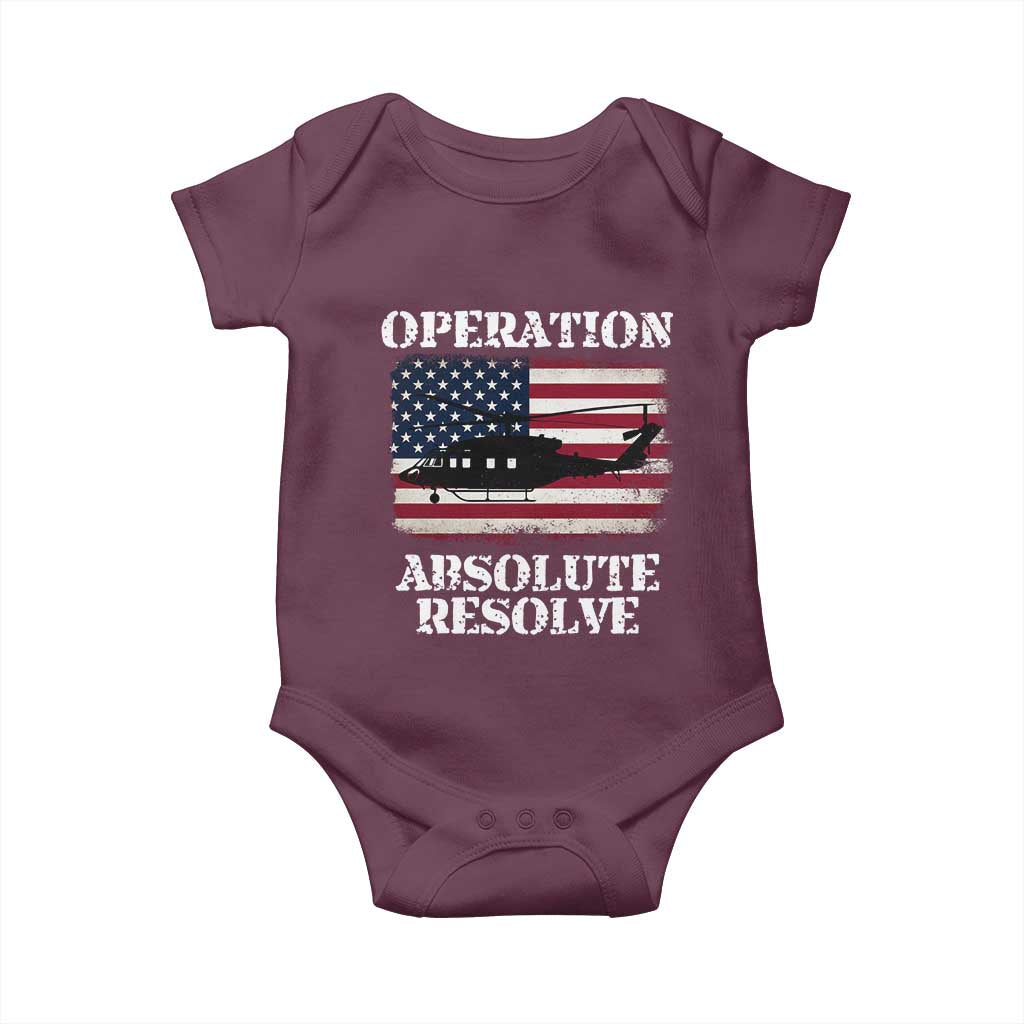 Operation Absolute Resolve Baby Onesie US Military Extraction Mission American Flag TS02 Maroon Print Your Wear