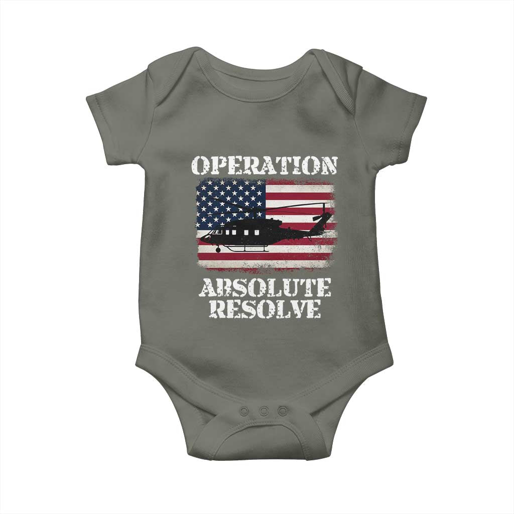 Operation Absolute Resolve Baby Onesie US Military Extraction Mission American Flag TS02 Military Green Print Your Wear