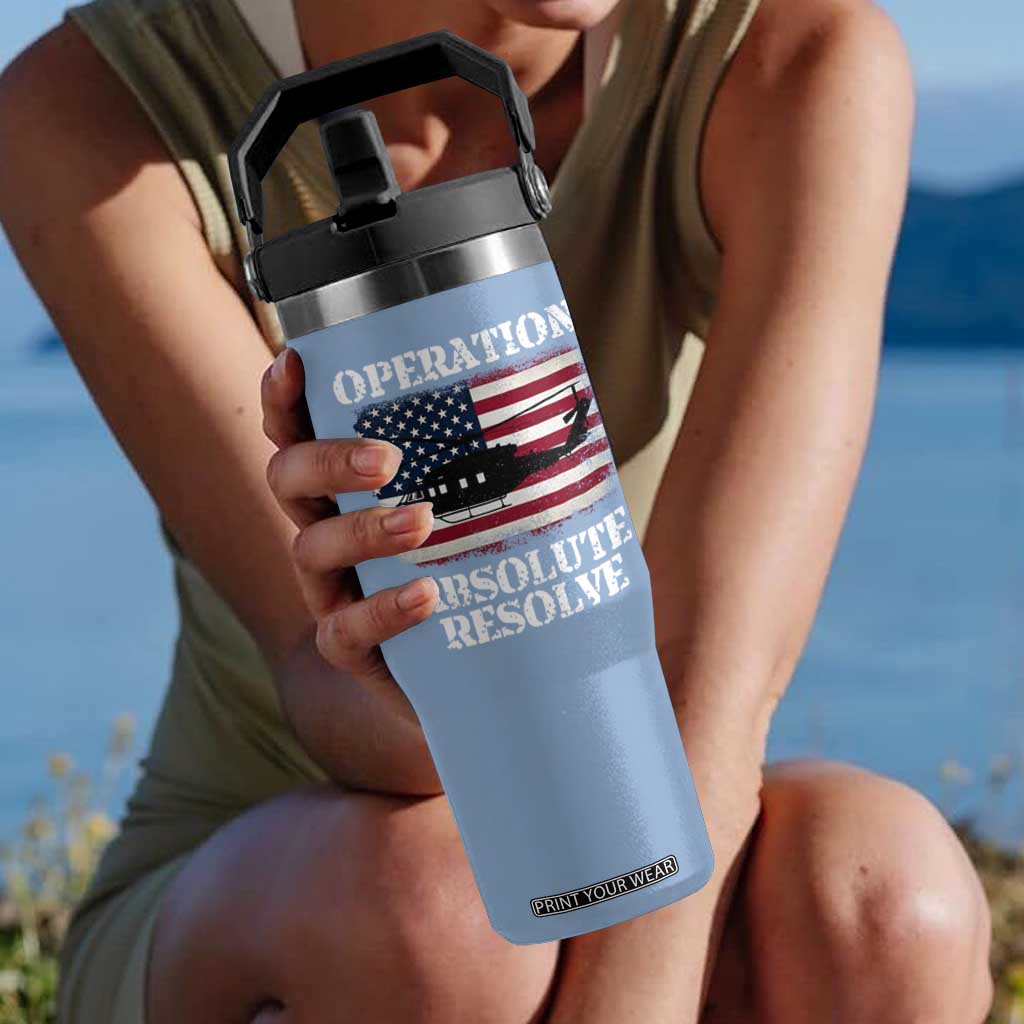 Operation Absolute Resolve Flip Straw Tumbler US Military Extraction Mission American Flag TS02 One Size: 30 oz Light Blue Print Your Wear