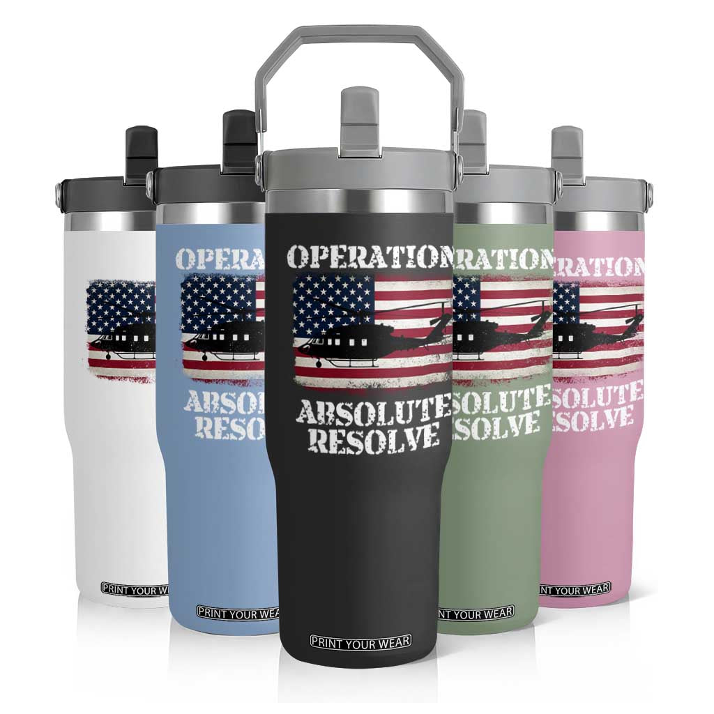 Operation Absolute Resolve Flip Straw Tumbler US Military Extraction Mission American Flag TS02 Print Your Wear