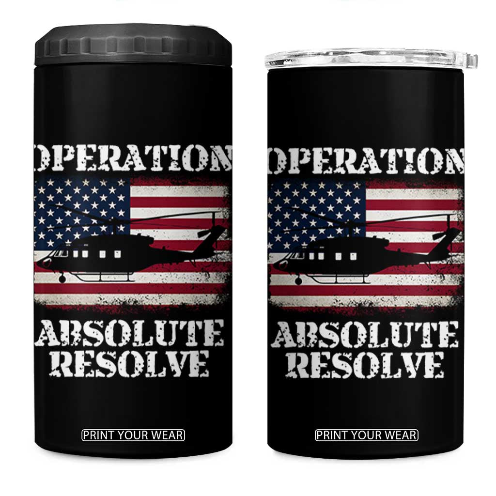 Operation Absolute Resolve 4 in 1 Can Cooler Tumbler US Military Extraction Mission American Flag TS02 One Size: 16 oz Black Print Your Wear