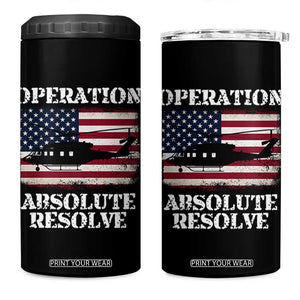 Operation Absolute Resolve 4 in 1 Can Cooler Tumbler US Military Extraction Mission American Flag TS02 One Size: 16 oz Black Print Your Wear