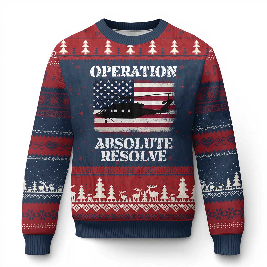 Operation Absolute Resolve Ugly Christmas Sweater US Military Extraction Mission American Flag TS02 Navy Red Print Your Wear
