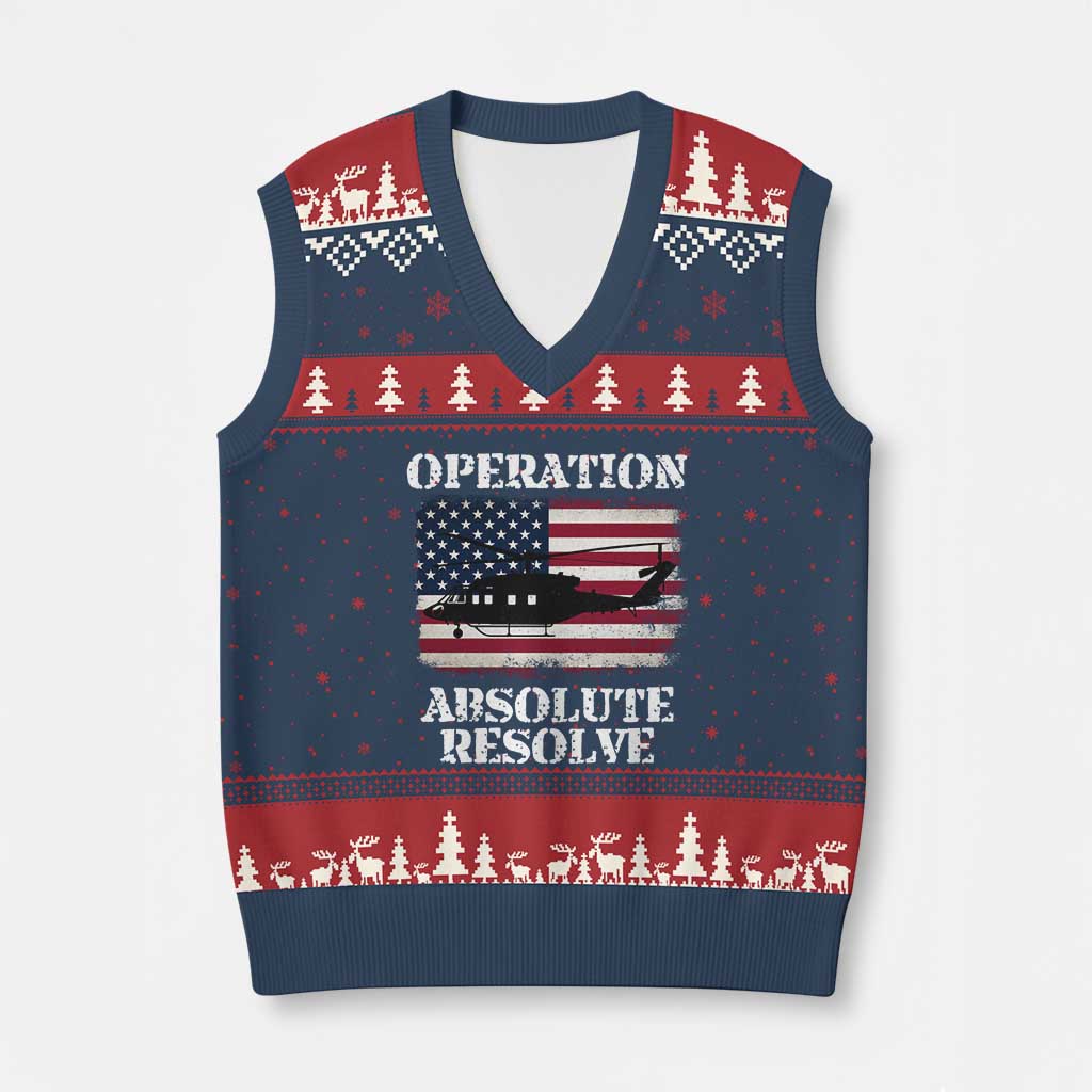 Operation Absolute Resolve V-Neck Knit Sweater Vest US Military Extraction Mission American Flag TS02 Navy Red Print Your Wear