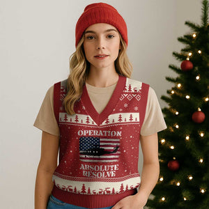 Operation Absolute Resolve V-Neck Knit Sweater Vest US Military Extraction Mission American Flag TS02 Red Beige Print Your Wear